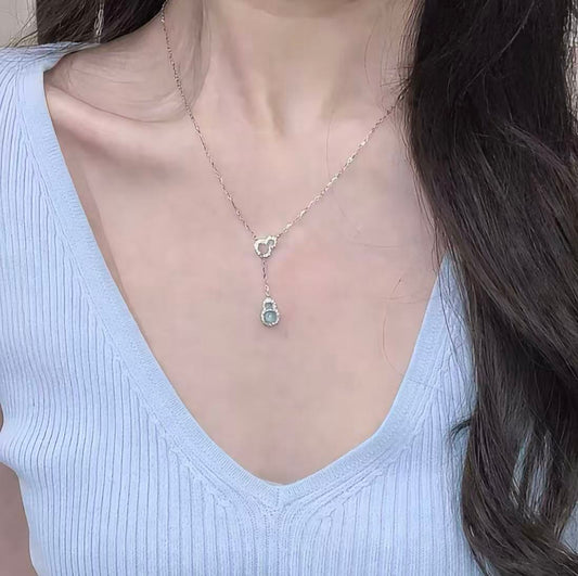 冰藍双葫芦翡翠|Icy Blue Double Gourd Jade Necklace