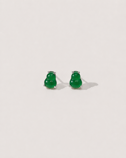 冰绿葫芦翡翠耳钉 | Icy Jade Gourd Earring