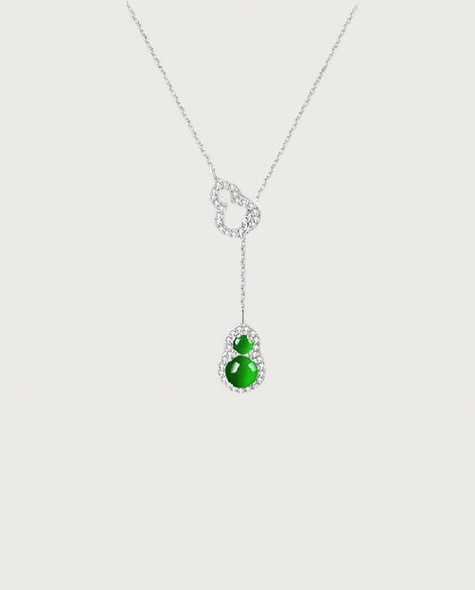 冰绿双葫芦翡翠|Icy Green Double Gourd Jade Necklace