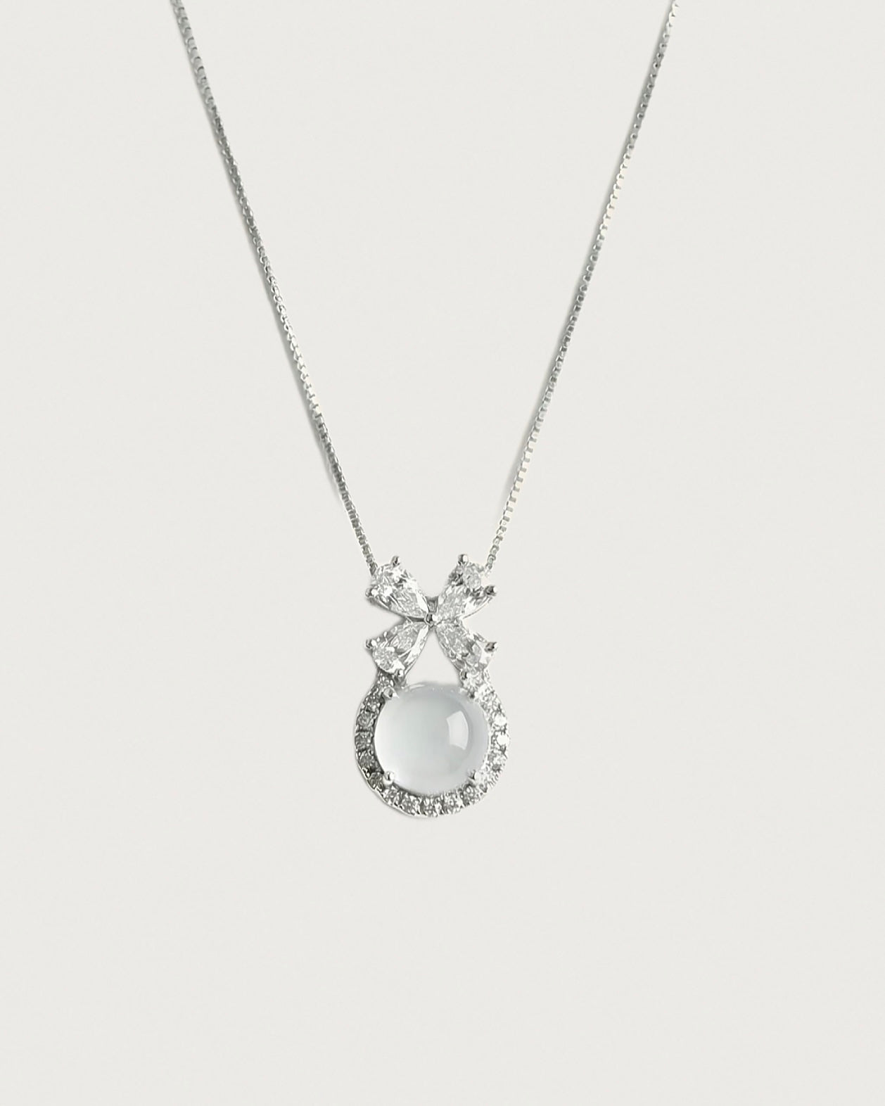蝴蝶扣蛋面|Aqua Butterily Serenity Necklace
