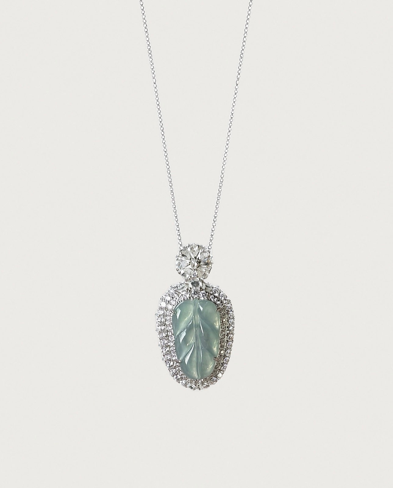 冰蓝玉叶翡翠 | Icy Blue Leaf Jade Necklace