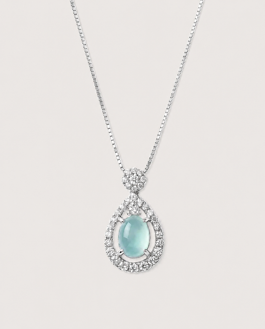蓝水滴翡翠|Blue Dewdrop Jade Necklace