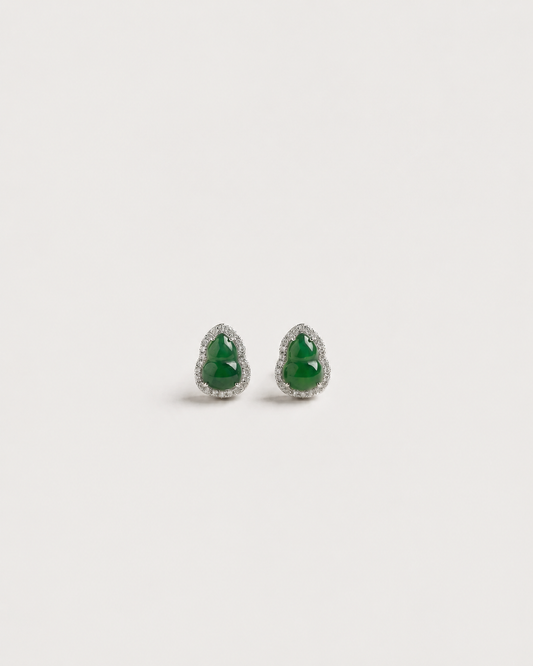 冰阳绿葫芦翡翠耳钉 | Sunny Jade Gourd Earring