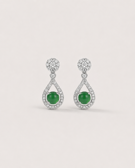 冰绿水滴翡翠耳钉 | Vivid Green Jade Teardrop Earring